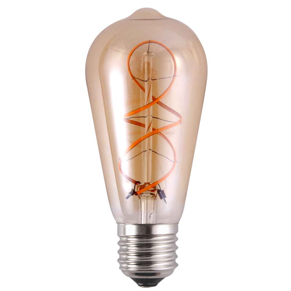 4W ST64 Amber glass cover soft filament LED Edison Bulb