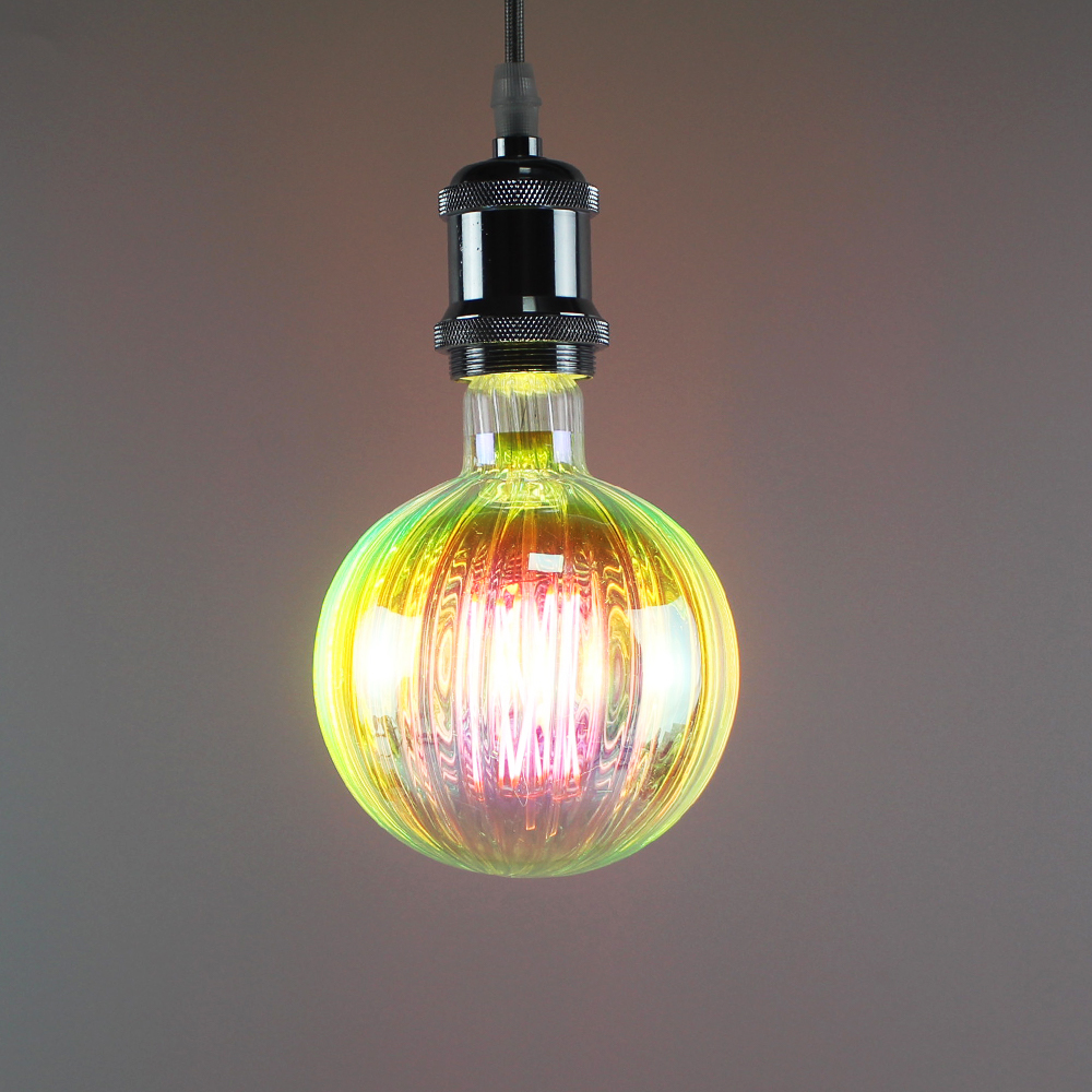 G150 pumpkin stripe colorful metallic LED Filament Bulb