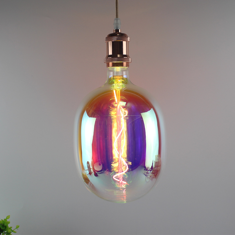 T180 Giant gourd shape metallic rainbow led bulb