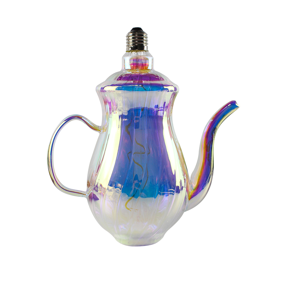 Teapot shape metallic colored led filament bulb