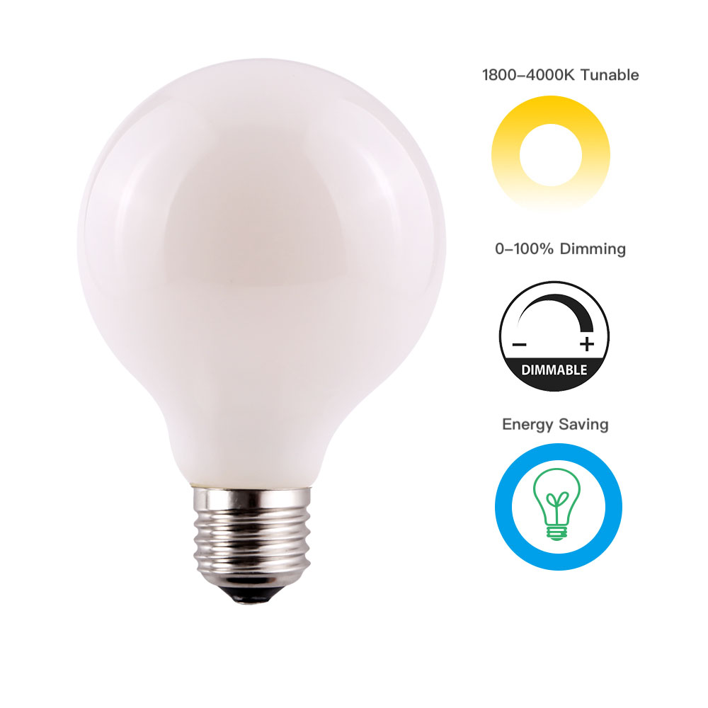 G80 G95 G125 2200-4000K Milky Whtie dimmable E27 LED Bulb