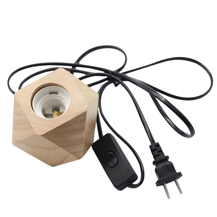 E27/E26 Retro Wood Light Holder Socket in Prismatic shape