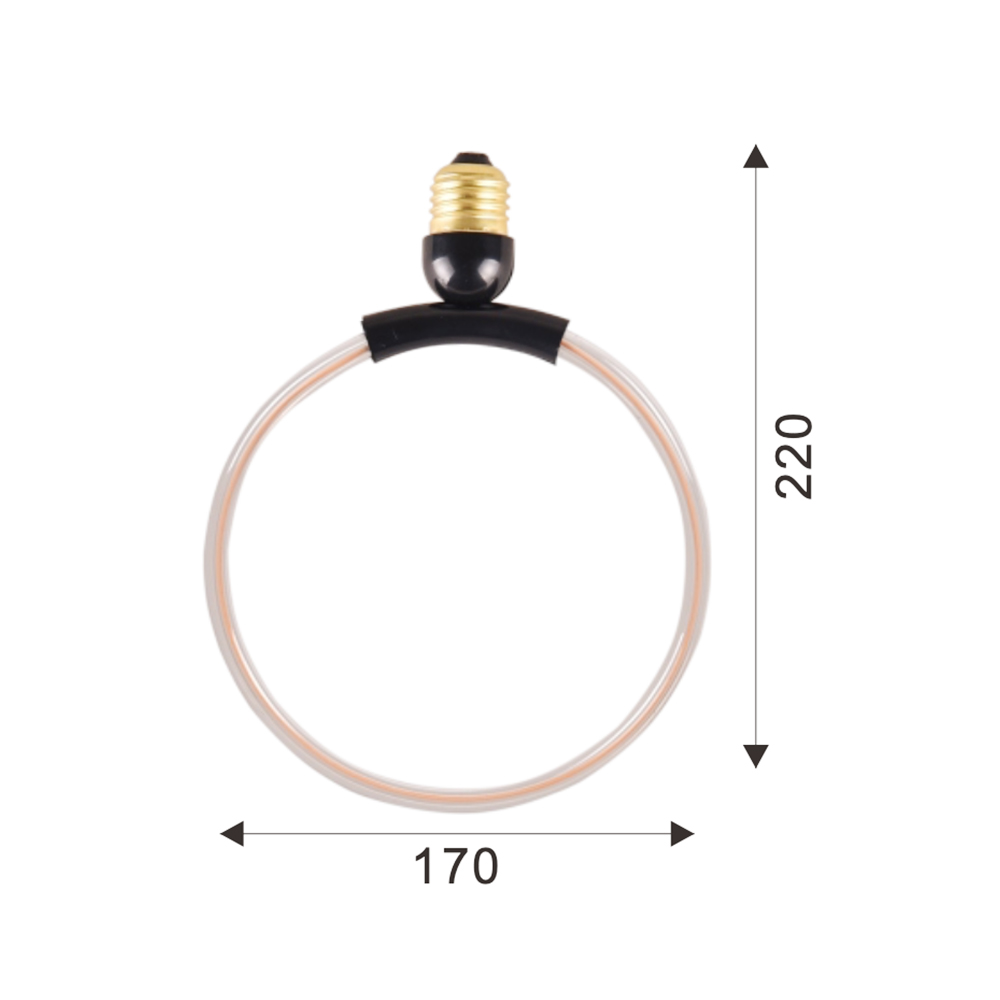 8W circle ring shape led filament bulb