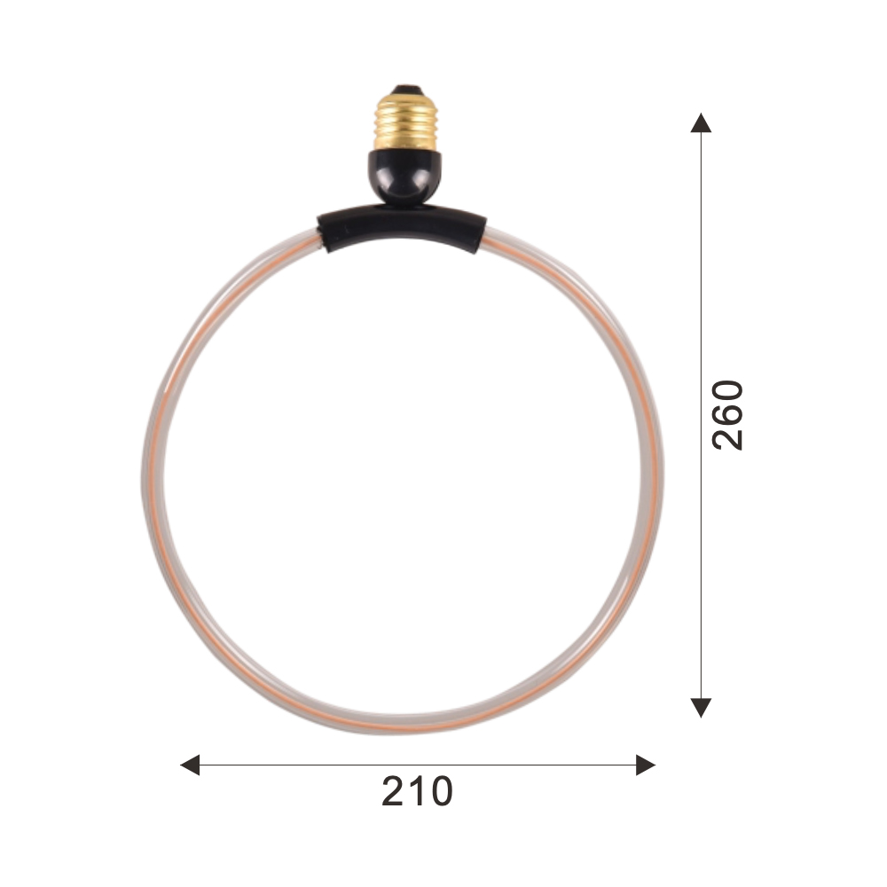 8W big circle ring shape led filament bulb