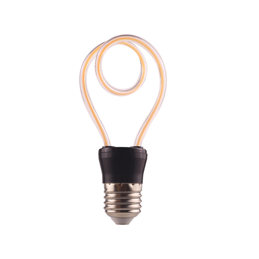 4W double O shape line art curved led filament bulb