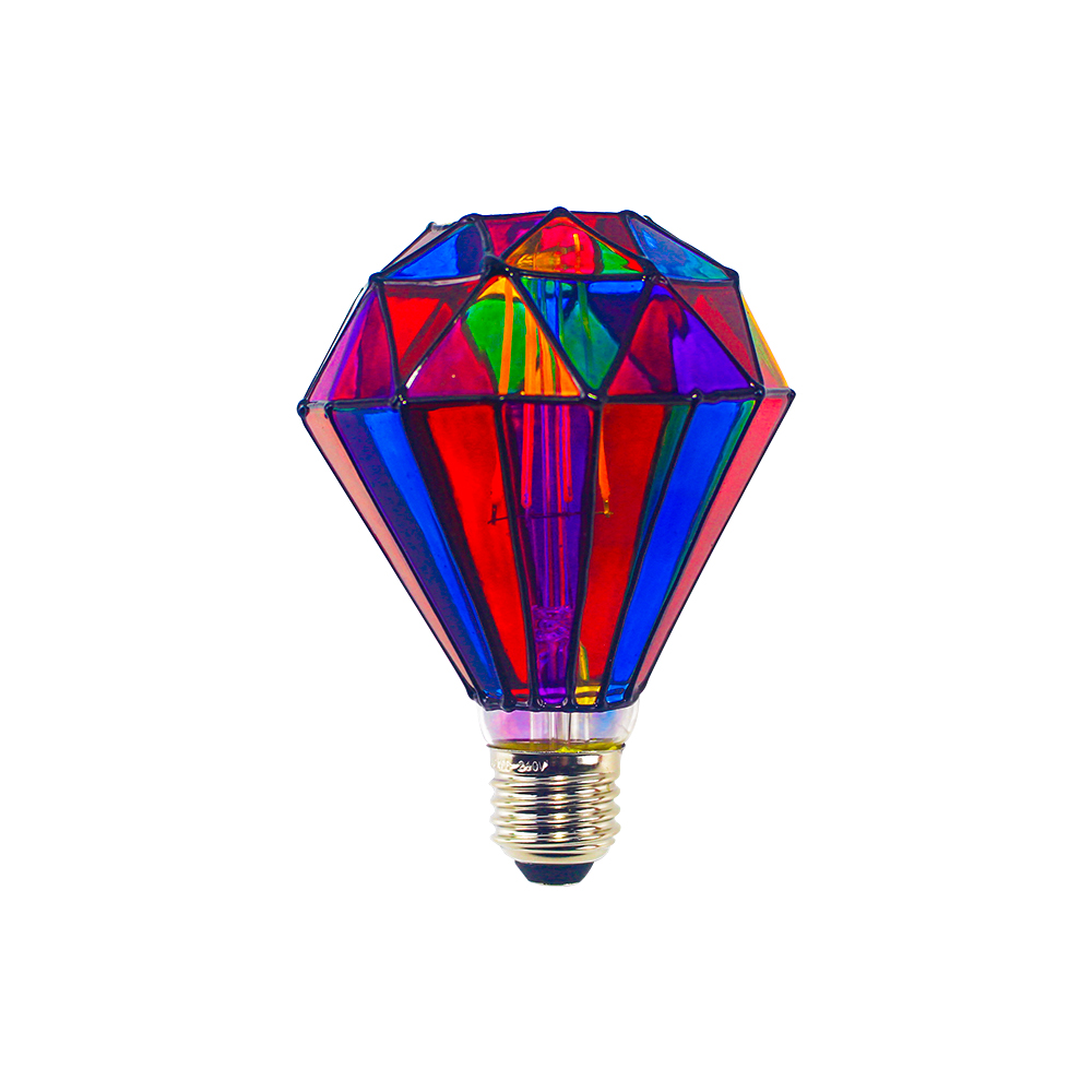 6W Diamond Shape Stained Glass Colorful LED Bulb